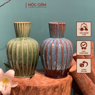 Bình gốm hỏa biến men ngọc Bát Tràng cắm hoa đẹp xuất sắc Mộc Gốm MG15