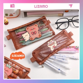 Túi đựng bút trong suốt dạng lưới size lớn cute dễ thương đựng đồ dùng học sinh Lizamo TB02