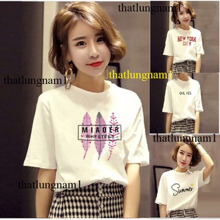 Áo thun nữ màu trắng thời trang - áo thun tay lỡ - áo phông trắng nữ
