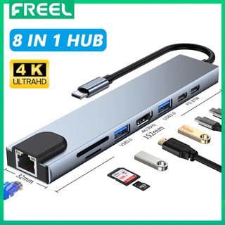 Hub Chuyển Đổi Type C Sang HDMI USB 3.0 8 Trong 1 Type C RJ45 PD Cho MacBook Pro Air