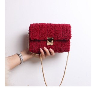 (CÓ VIDEO HƯỚNG DẪN) Túi xách handmade tự đan, túi xách đeo chéo len xù có nắp khoá sập