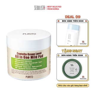 Miếng pad tẩy da chết làm dịu PURITO Centella Green Level All In One Mild Pad