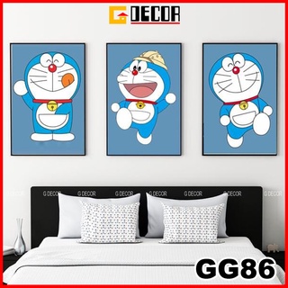 Tranh treo tường canvas khung gỗ 3 bức phong cách hiện đại Bắc Âu tranh hoạt hình trang trí phòng khách phòng ngủ spa 86