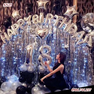 Set Bóng Sinh Nhật Happy Birthday Kèm Đèn Led Và Số Tuổi Mã SN25