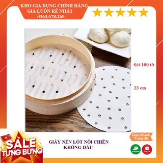 Giấy nến cho nồi chiên không dầu size 23cm set 100 tờ