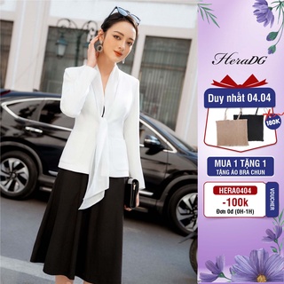 Áo vest nữ phối cổ tơ HeraDG WAVBA005