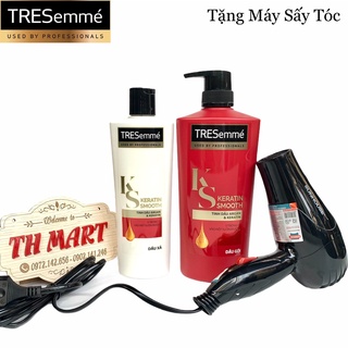 Combo Dầu gội đầu 640g và Dầu xả 340g TRESemmé Keratin Smooth vào nếp suôn mượt (Tặng máy sấy tóc)
