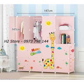 TỦ NHỰA LẮP GHÉP 16 Ô (GỒM 2 KỆ GÓC) CỬA HƯƠU CAO CỔ ĐỂ ĐỒ ĐA NĂNG THÔNG MINH sâu 47cm