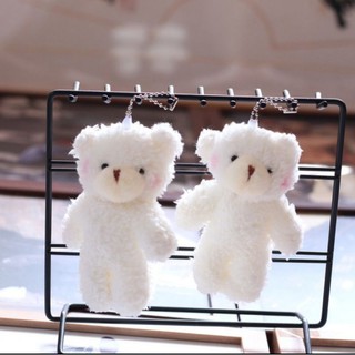 Móc khóa ba lô gấu trắng mềm mịn