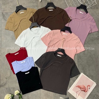 ÁO CROP CỔ TRÒN XOẮN NGỰC KIỂU DÁNG HÀN QUỐC