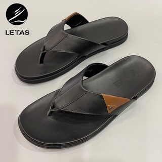 Dép Nam Letas Quai kẹp Da Bò Cao Cấp LT78-151 ĐEN