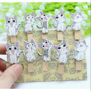 Bộ 10 kẹp gỗ mèo con tin nghịch