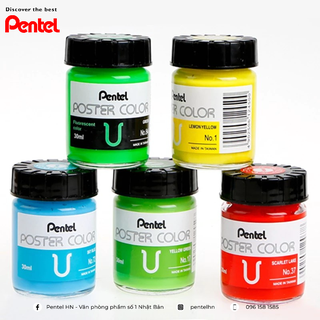 Bộ 12 Màu Bột Poster Pentel WPU2-12 | Màu Vẽ Bền, Lâu Phai, Không Độc Hại