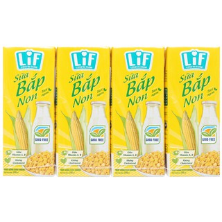 Lốc 4 hộp sữa bắp non Lif Kun 180ml
