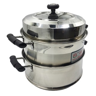 Nồi hấp inox 2 tầng size 24cm Hoàng Gia dùng được trên bếp điện từ