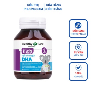Viên uống DHA (60v) bổ sung omega-3 cho trí não bé từ 4 tháng tuối Healthy Care Kids High Strength DHA, Úc