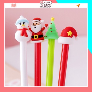 Bút bi cao cấp cute dễ thương mực nước đen có nắp viết đẹp hình Noel đáng yêu cho bé NATO BB21