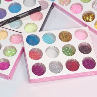 Hộp 12 màu nhũ chất lượng cao - Phụ kiện trang trí Resin