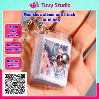 Móc khóa album ảnh mini 1 inch để 16 ảnh 2,5x3,5 và in ảnh theo yêu cầu để chìa khóa xe máy quà tặng Tú Vy Studio