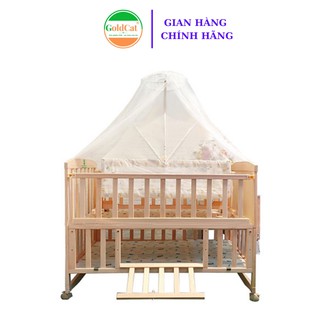 Cũi cho bé  C3B thương hiệu GOLDCAT - chất liệu gỗ thông tự nhiên, tích hợp 8 chế độ sử dụng.