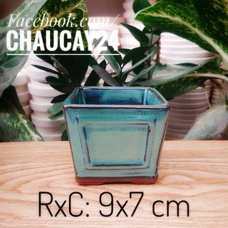 Chậu Trồng Cây Cảnh mini, Sen Đá, Xương Rồng, Cây Bonsai Hình Vát Vuông Cao