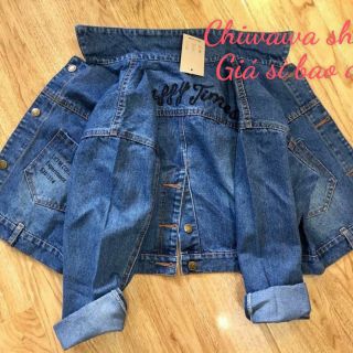 Áo khoác jean nữ Happiness xanh form lững dưới 58Kg hàng loại 1