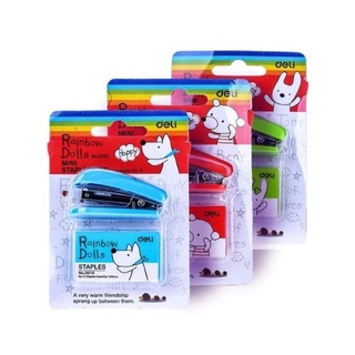 [Chính hãng] Dập ghim mini số 10 Deli Stapler 0253 bao gồm hộp ghim (Xanh dương - Đỏ - Xanh lá)