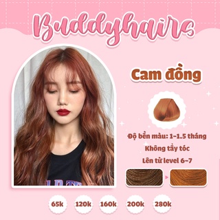 Thuốc nhuộm tóc CAM ĐỒNG không dùng thuốc tẩy tóc Buddyhairs tặng kèm găng tay , mũ trùm , trợ nhuộm tiện ích