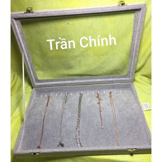 Khay nhung có nắp bật, sang trọng trưng bày trang sức 24x35cm