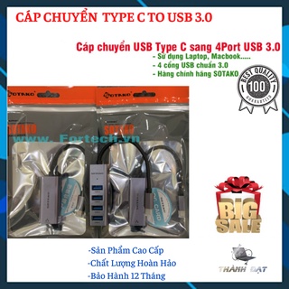 Cáp chuyển đổi Type C sang 4 cổng USB 3.0 SOTAKO chính hãng