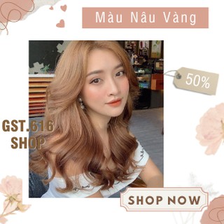 Thuốc nhuộm tóc màu Nâu vàng GST616 kem nhuộm tóc tại nhà nam nữ kèm oxy găng tay