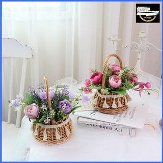 [Cao cấp] Lẵng hoa mẫu đơn chất lượng cao phong cách Bắc Âu trang trí nhà bàn làm việc