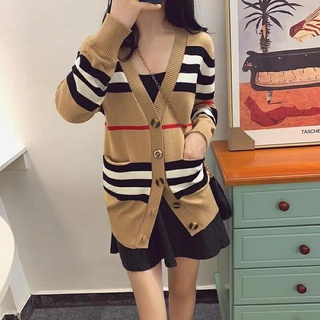 Áo cadigan len kẻ Quảng Châu