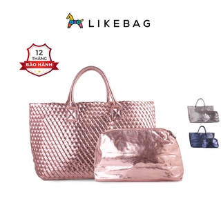 Combo túi xách nữ kèm ví cầm tay mini LIKEBAG da PU đan độc đáo 215ST9787 - LIBAGI