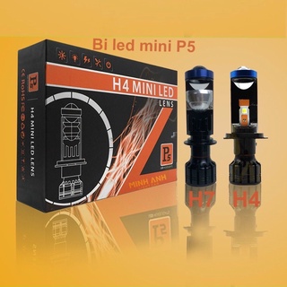 [Giá 1 bóng] Bi cầu Titan mini P5 chip CREE lắp cho Xe máy, Ô tô chân H4. Công suất 40W độ sáng 6000LM. BH 1 năm