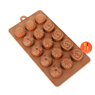 Khuôn silicon socola thạch kẹo dẻo 15 hoa silicon