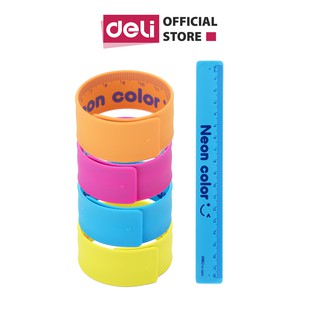 Thước kẻ cuộn 18cm Deli - Có thể uốn dẻo, làm vòng tay dễ thương - Xanh dương, Vàng, Hồng, Cam - E6206