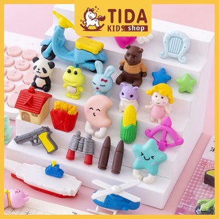 Vỉ Gôm Tẩy Bút Chì ⚡ HOT TREND ⚡ Vỉ Nhiều Mẫu Dễ Thương, Đẹp Cute, Văn Phòng Phẩm TiDa Kids Shop