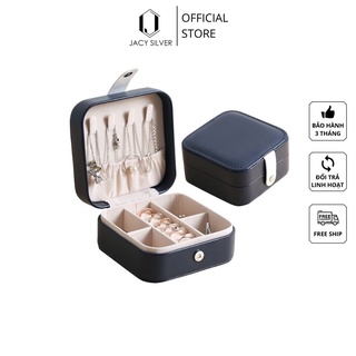 Hộp Đựng Trang Sức Jacy Silver, Hộp Đựng Nữ Trang Mini Bọc Da Mix Màu H1003