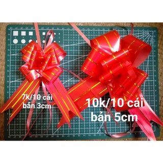set 10 nơ rút đỏ bản 5cm,3cm và 1,8cm