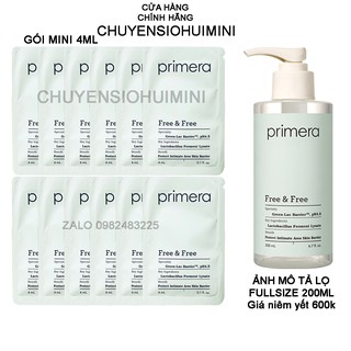 [4ml] Dung dịch vệ sinh phụ khoa Primera Free &amp; Free sạch mùi hôi khó chịu, hết nấm ngữa mang lại cảm giác sảng khoái