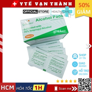 ✅ Gạc Tẩm Cồn- GreetMed (Hộp 100 Miếng), (Cồn Miếng, Alcohol Pads) Hoặc Hiệu Thương Đương -VT0177