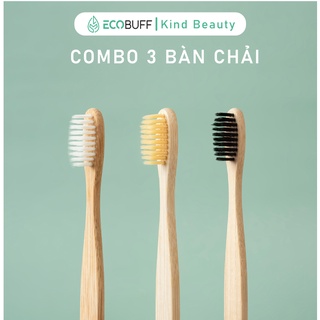 Combo 3 Bàn chải thân tre Ecobuff sợi lông dupont siêu mềm không BPA phân hủy sinh học