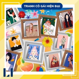 Tranh sơn dầu số hoá có khung LIM Art  - Tranh tô màu theo số cô gái