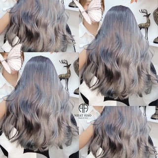 Thuốc nhuộm tóc Xám ánh bạc + tặng kèm trợ nhuộm