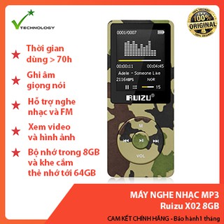 [Mã 33ELSALE hoàn 7% đơn 300K] Máy Nghe Nhạc MP3 Ruizu X02 8GB