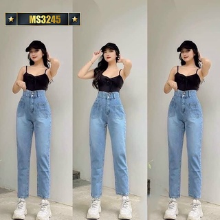 Quần jean nữ baggy King168, quần nữ co dãn nhẹ mẫu JN097