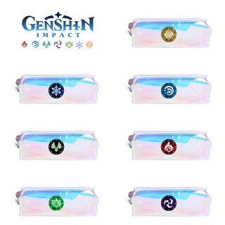 Hộp bút hologram in hình NGUYÊN TỐ GENSHIN IMPACT ver TRÒN anime chibi game đựng đồ dùng học tập tiện lợi