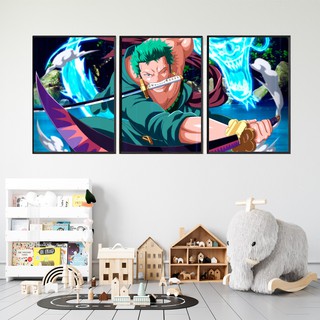 Bộ 3 Tranh Canvas Zoro - Treo Tường Trang Trí Phòng Gaming