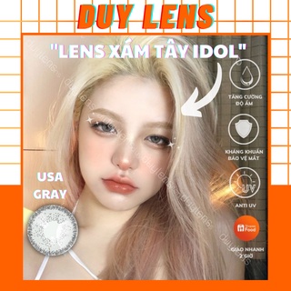Lens màu xám tây idol USA GRAY - Model kính áp tròng cận Hàn Quốc 14mm hạn 1 năm